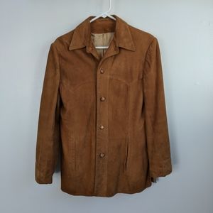 Vintage Suede button up coat Size L Camel